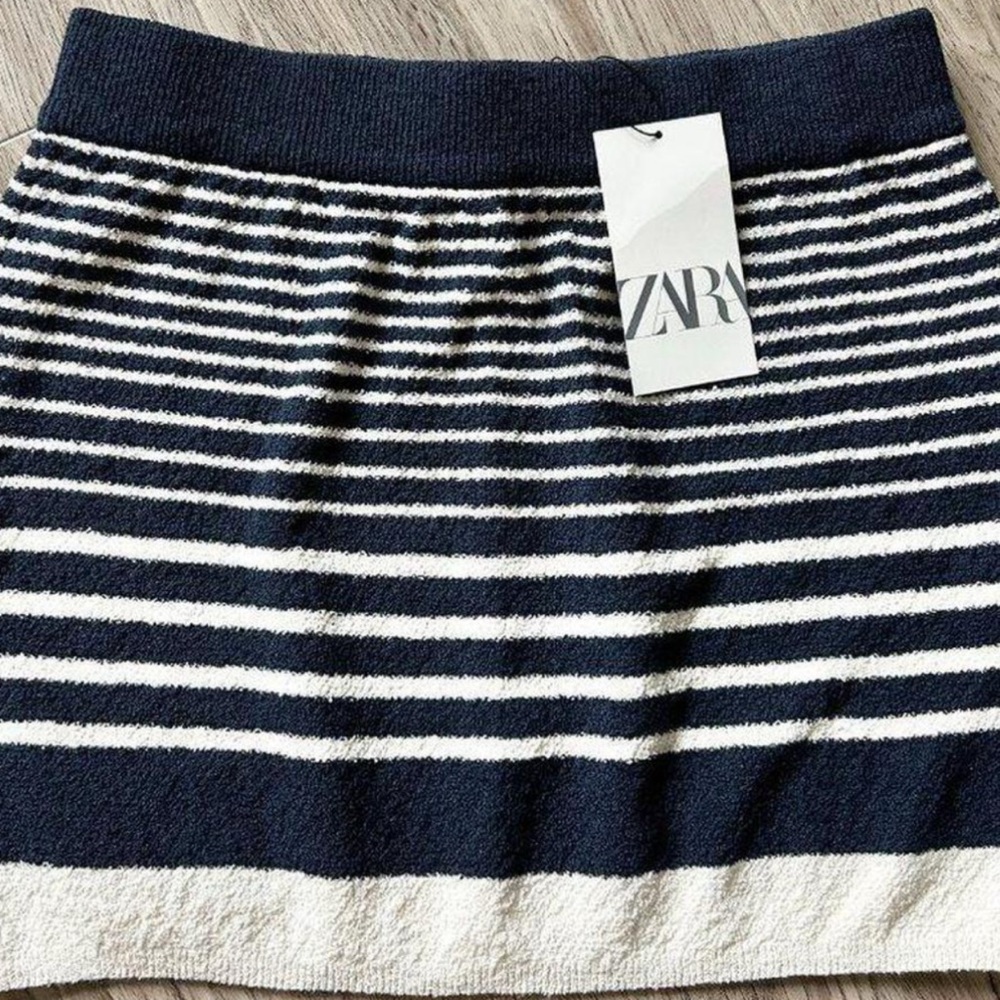 Zara Blue and White Mini Skirt